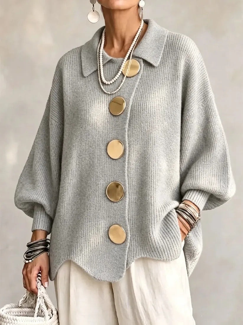 Karina - Oversized Kragen-Button Cardigan