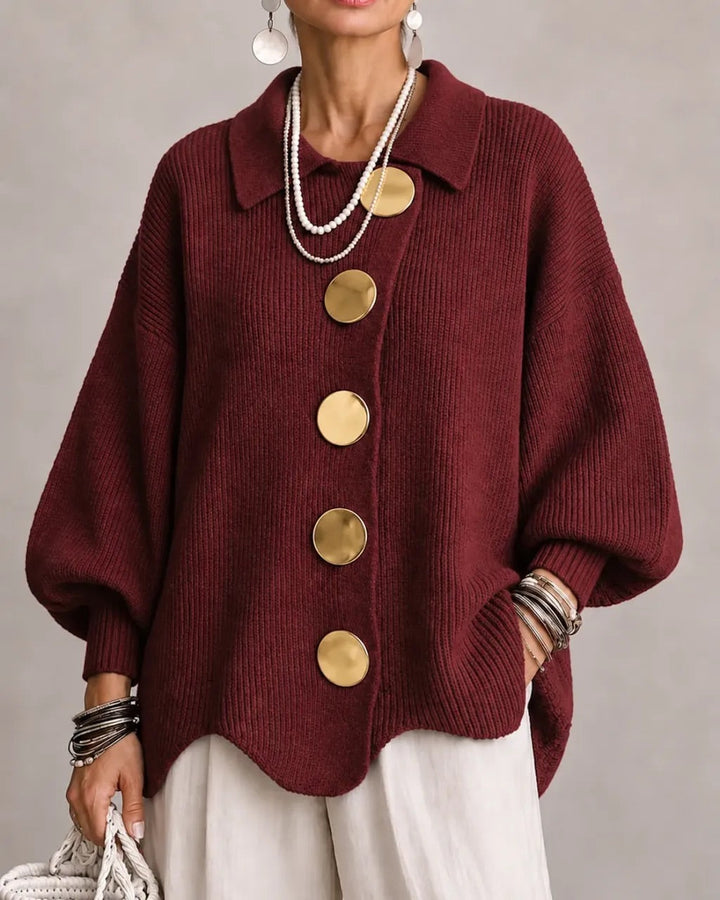 Karina - Oversized Kragen-Button Cardigan