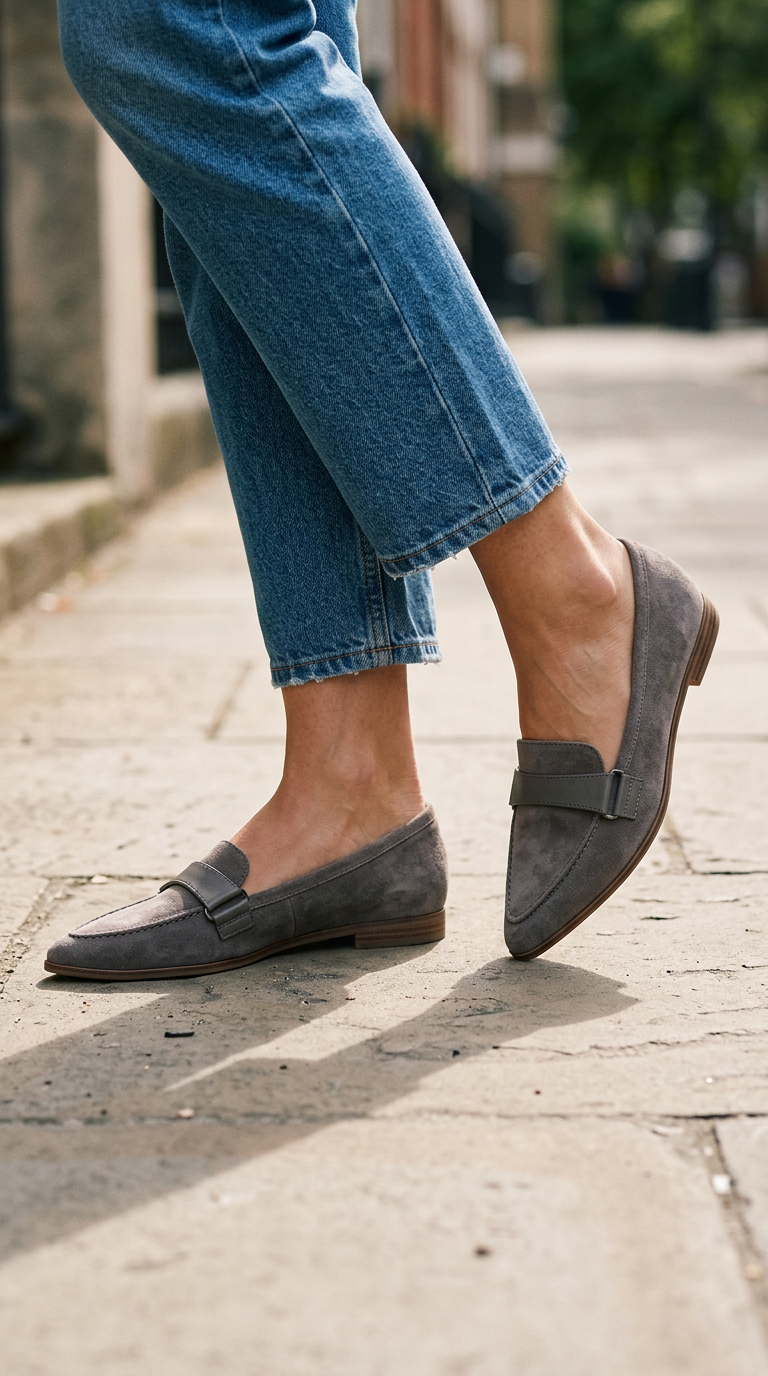 Spitzenschuh mit Riemen am Fußrücken