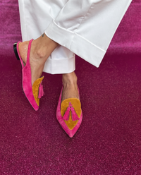 Slingback Elena — Fuchsia und Senf