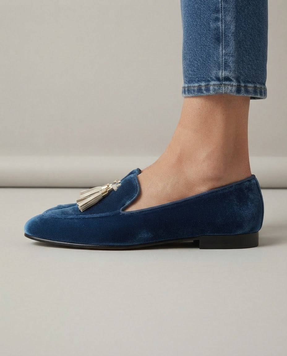 Mocassino Vittoria — Blaues Samt