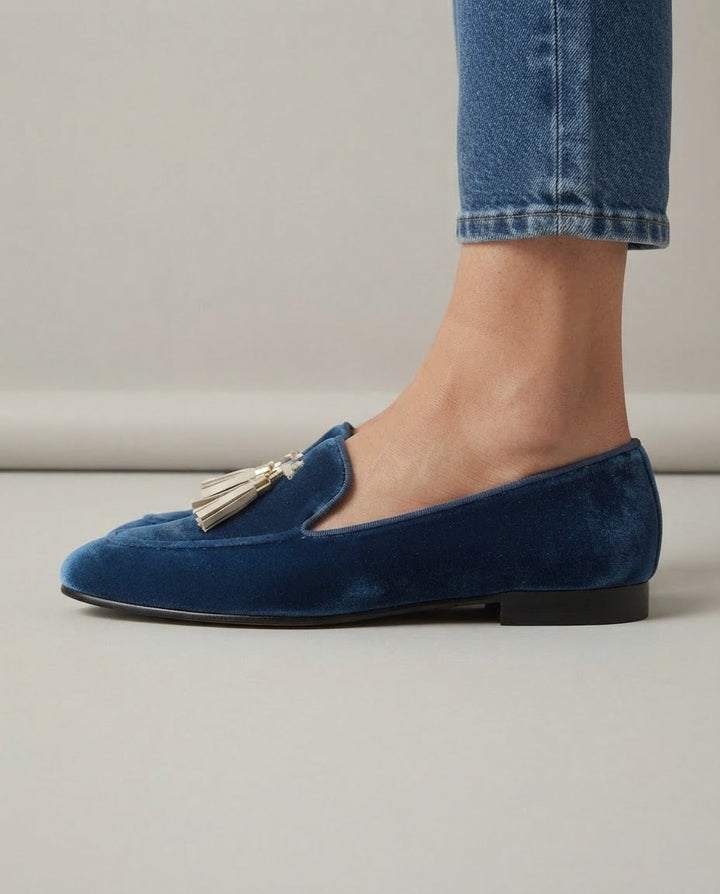 Mocassino Vittoria — Blaues Samt