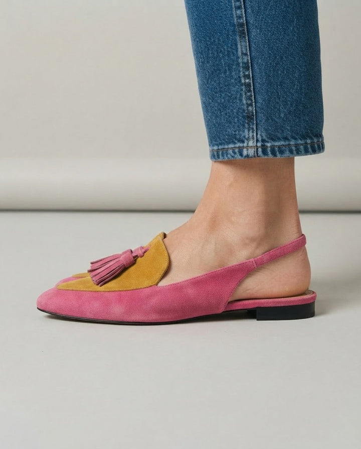 Slingback Elena — Fuchsia und Senf