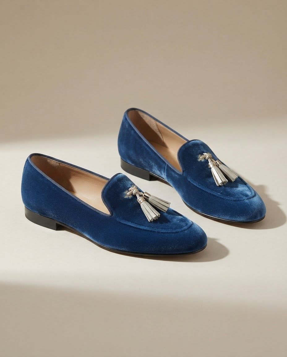 Mocassino Vittoria — Blaues Samt