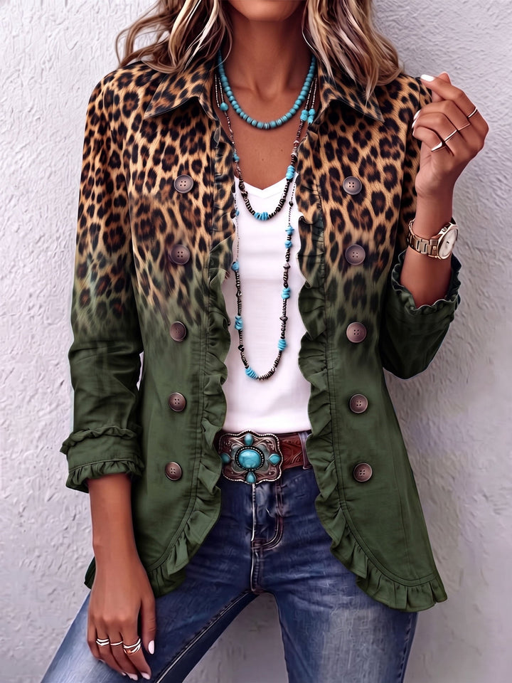 Cassandre | Blazer Leopardenverlauf mit Rüschen