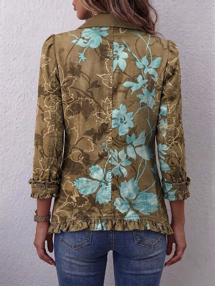 Salute | Blumenmuster Blazer mit Volants
