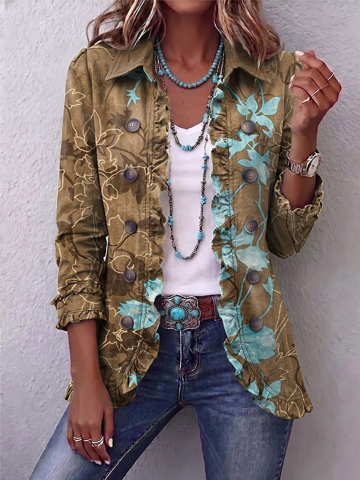 Salute | Blumenmuster Blazer mit Volants