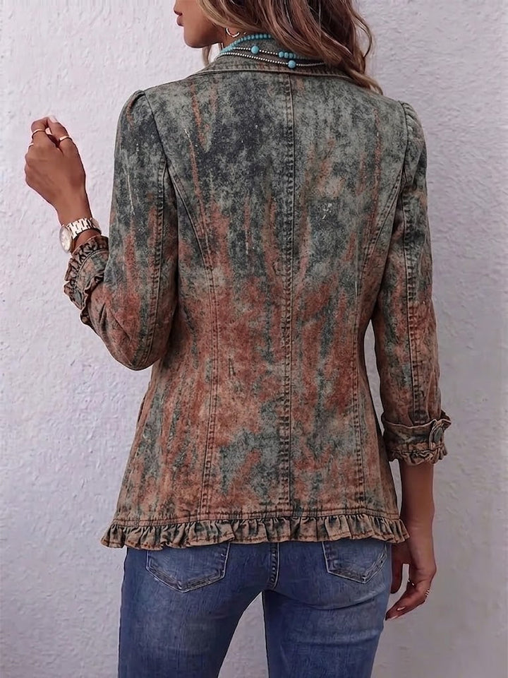 Benita | Strukturierte Degradé-Jacke mit Volants