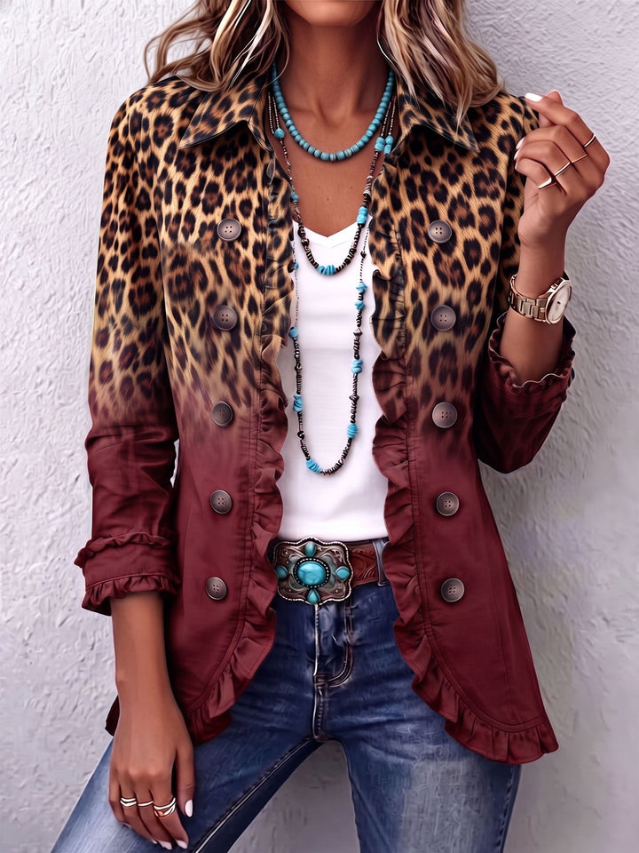 Cassandre | Blazer Leopardenverlauf mit Rüschen