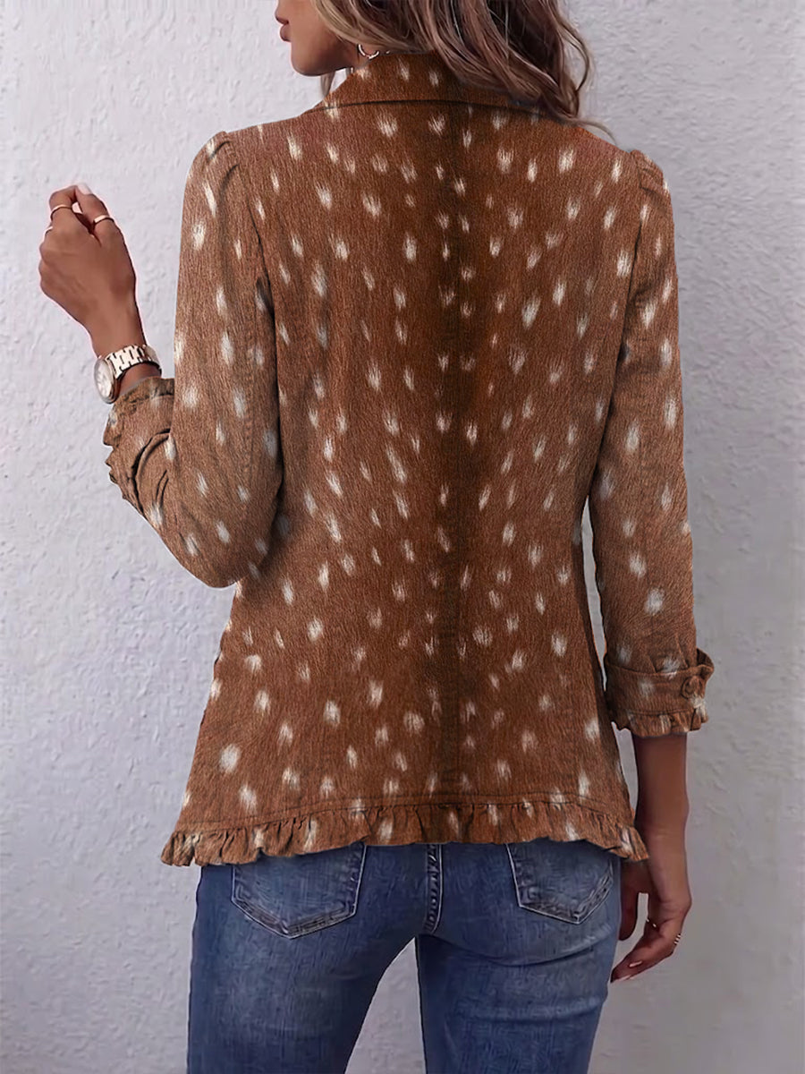 Nicolasa | Jacke mit Tierdruck und Rüschen