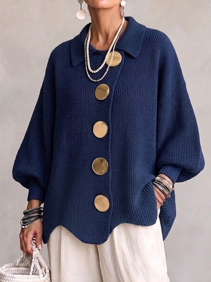 Karina - Oversized Kragen-Button Cardigan