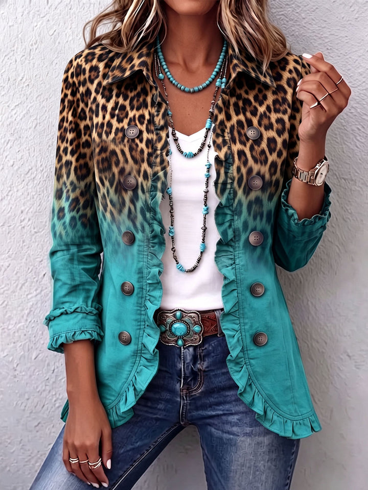 Cassandre | Blazer Leopardenverlauf mit Rüschen