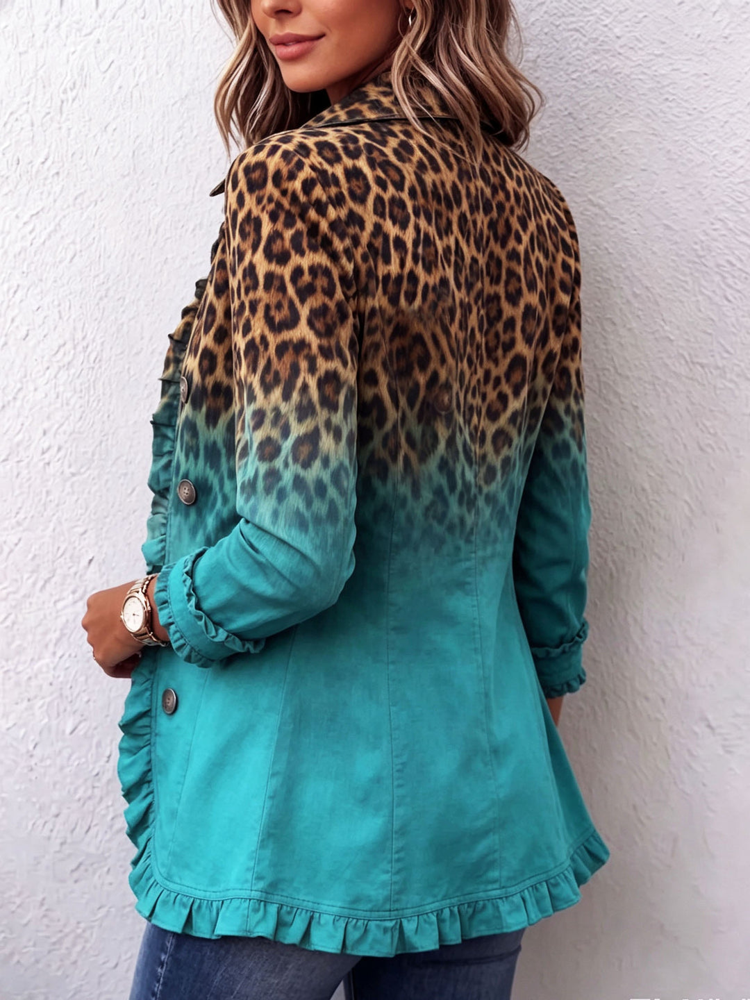 Cassandre | Blazer Leopardenverlauf mit Rüschen