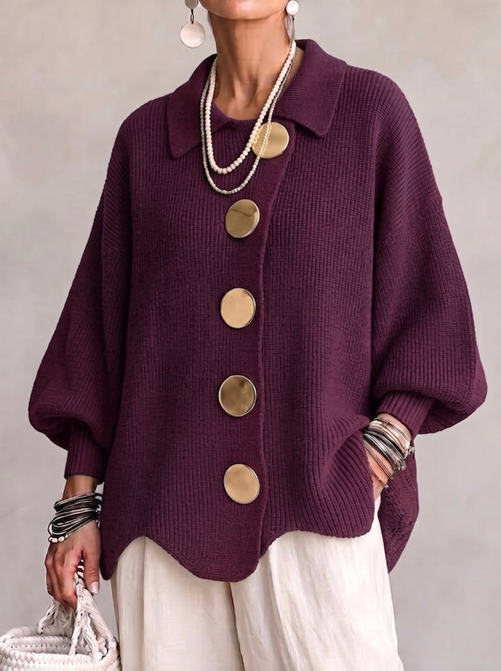 Karina - Oversized Kragen-Button Cardigan