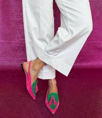 Slingback Elena — Fuchsia und Grün