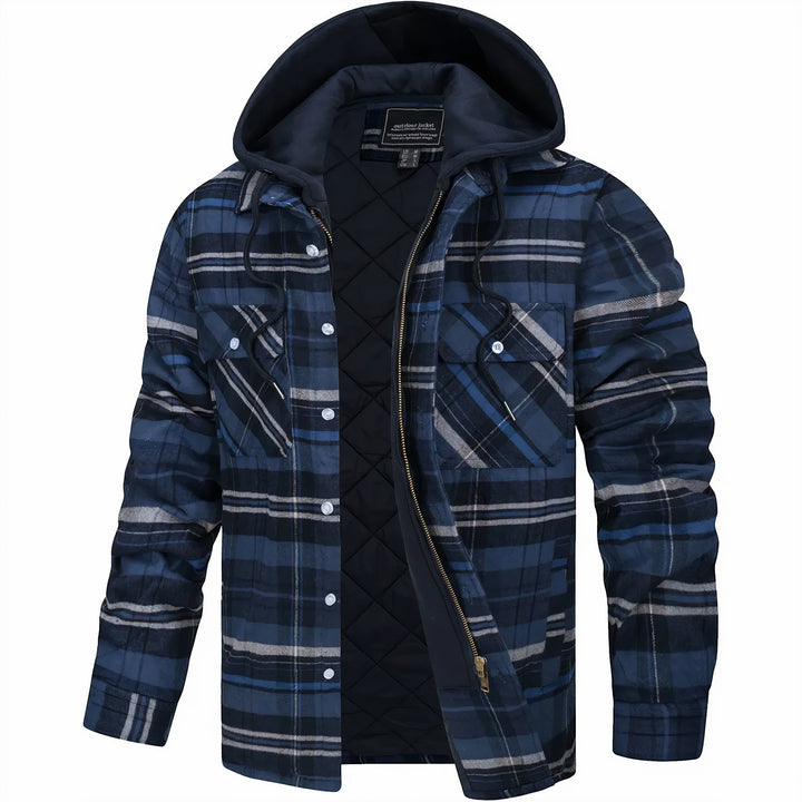 James™ | Klassische warme karierten Jacke mit Reißverschluss