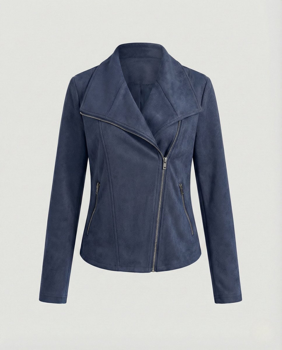 Corinna | Bikerjacke aus Wildlederimitat mit asymmetrischem Reißverschluss