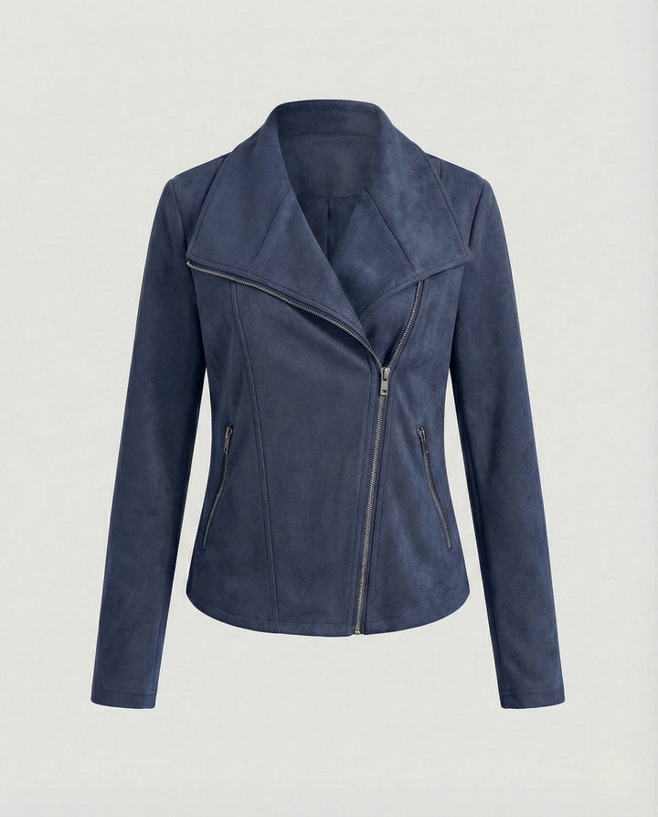 Corinna | Bikerjacke aus Wildlederimitat mit asymmetrischem Reißverschluss