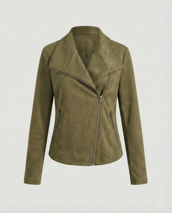Corinna | Bikerjacke aus Wildlederimitat mit asymmetrischem Reißverschluss