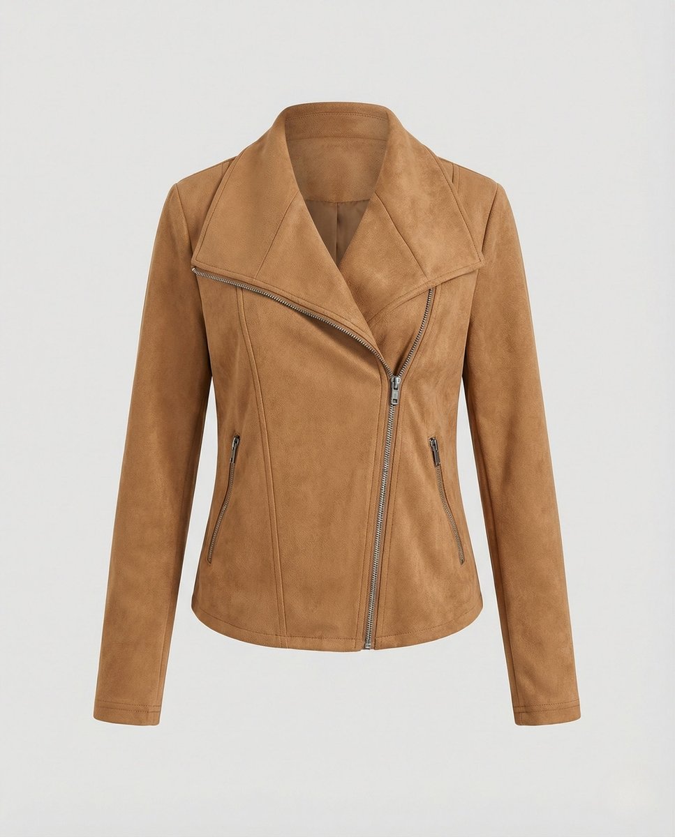 Corinna | Bikerjacke aus Wildlederimitat mit asymmetrischem Reißverschluss