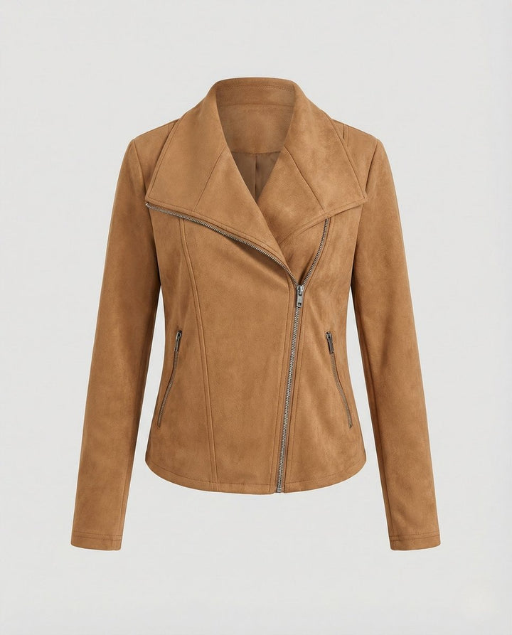 Corinna | Bikerjacke aus Wildlederimitat mit asymmetrischem Reißverschluss