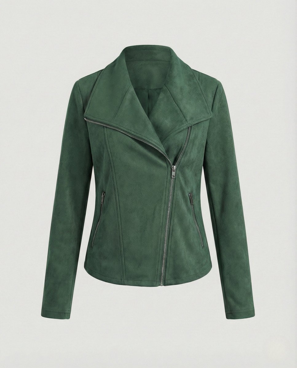 Corinna | Bikerjacke aus Wildlederimitat mit asymmetrischem Reißverschluss