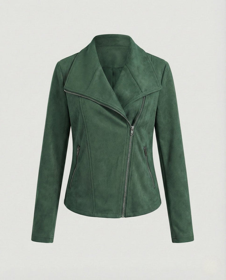 Corinna | Bikerjacke aus Wildlederimitat mit asymmetrischem Reißverschluss