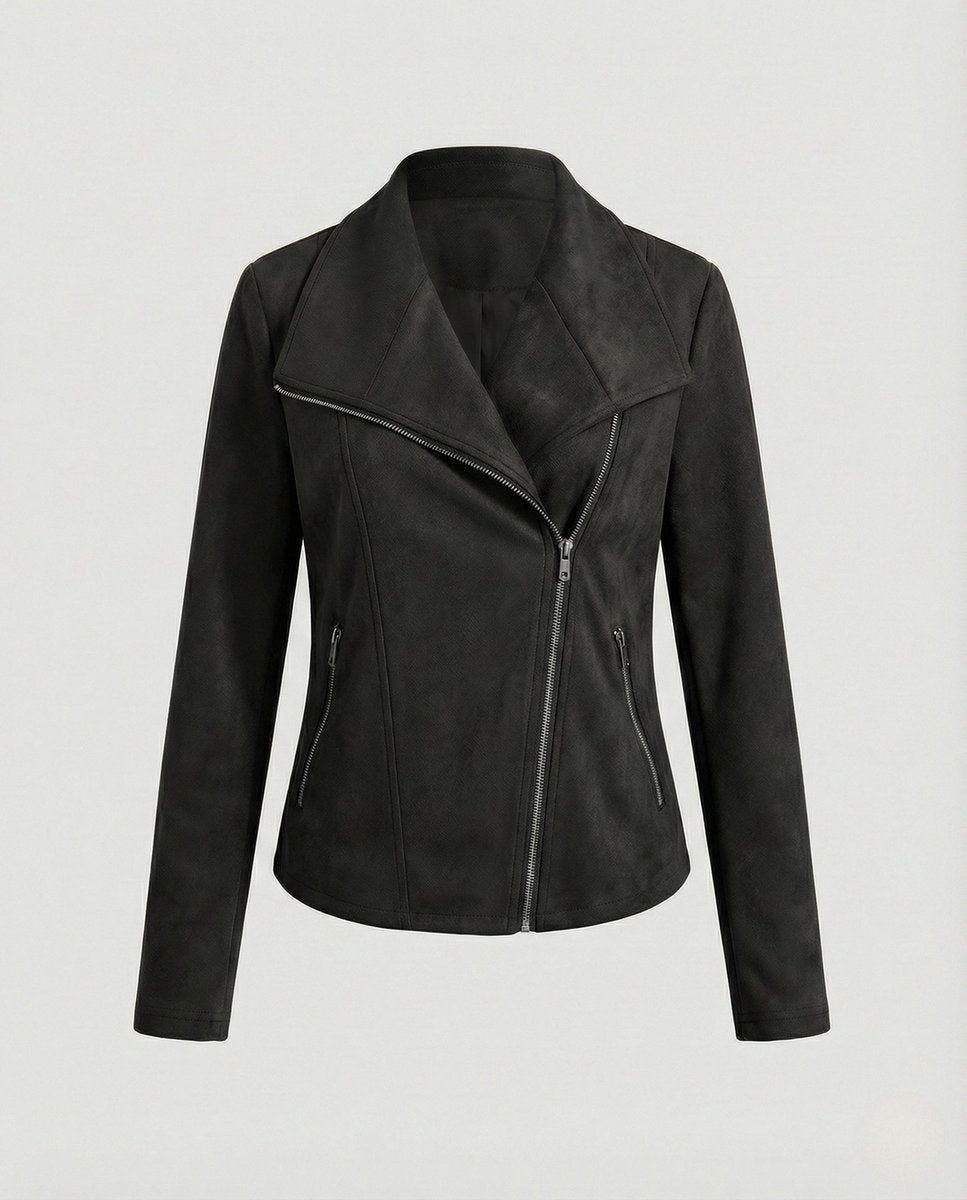 Corinna | Bikerjacke aus Wildlederimitat mit asymmetrischem Reißverschluss