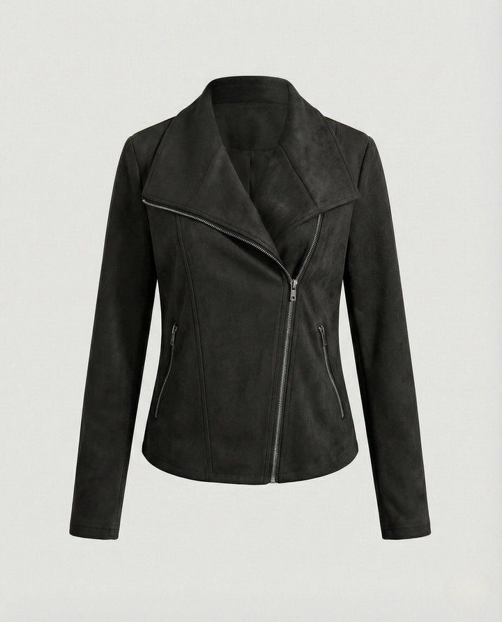 Corinna | Bikerjacke aus Wildlederimitat mit asymmetrischem Reißverschluss