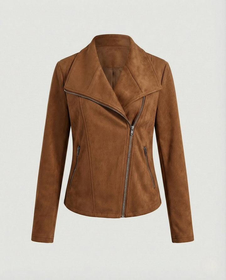 Corinna | Bikerjacke aus Wildlederimitat mit asymmetrischem Reißverschluss