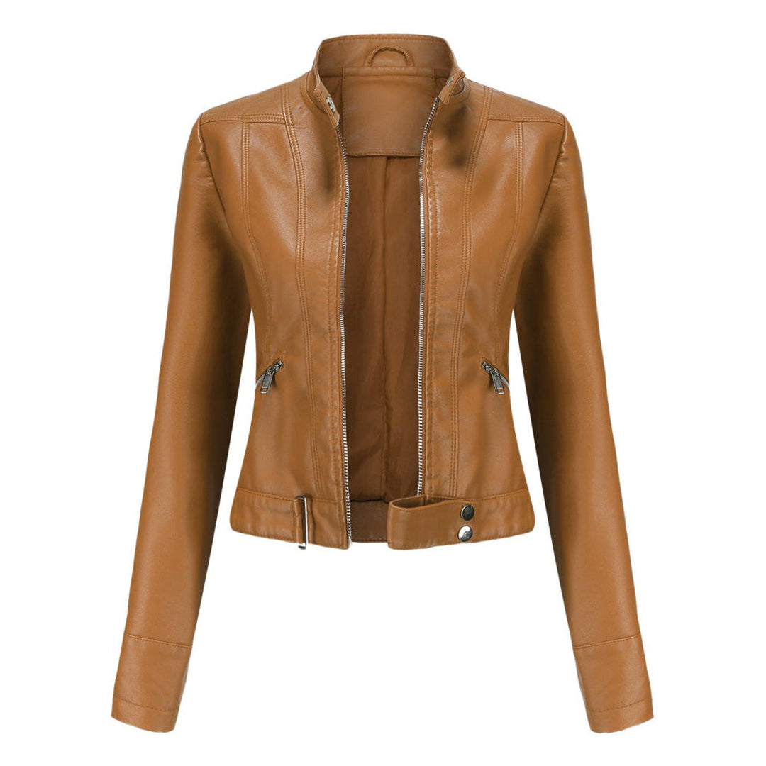 Luana | Kurze Bikerjacke mit Stehkragen