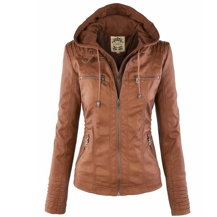 Cassia | Motorradstil Jacke mit abnehmbarem Kapuze