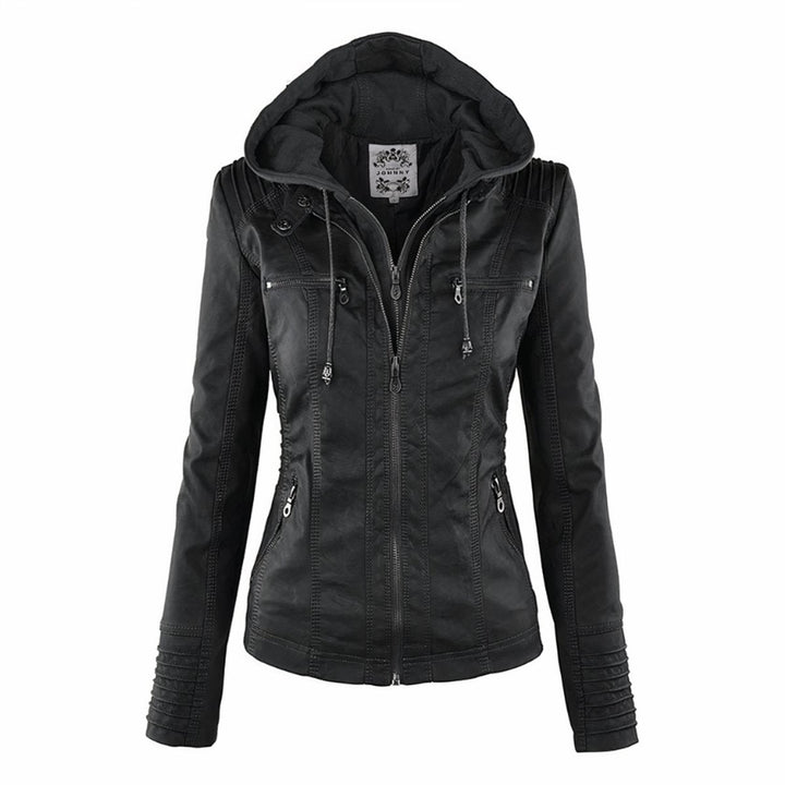 Cassia | Motorradstil Jacke mit abnehmbarem Kapuze
