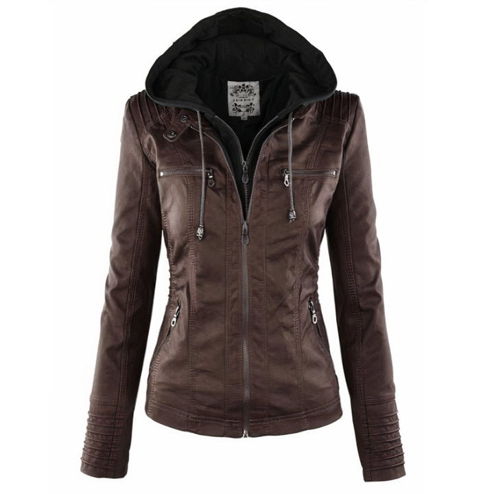 Cassia | Motorradstil Jacke mit abnehmbarem Kapuze