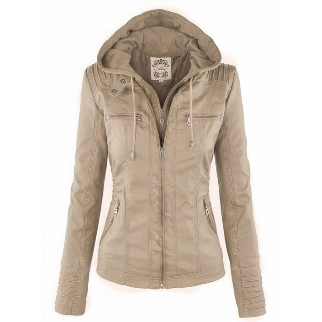 Cassia | Motorradstil Jacke mit abnehmbarem Kapuze
