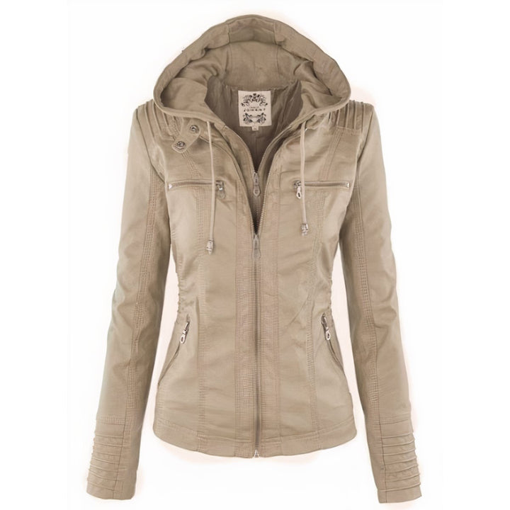 Cassia | Motorradstil Jacke mit abnehmbarem Kapuze