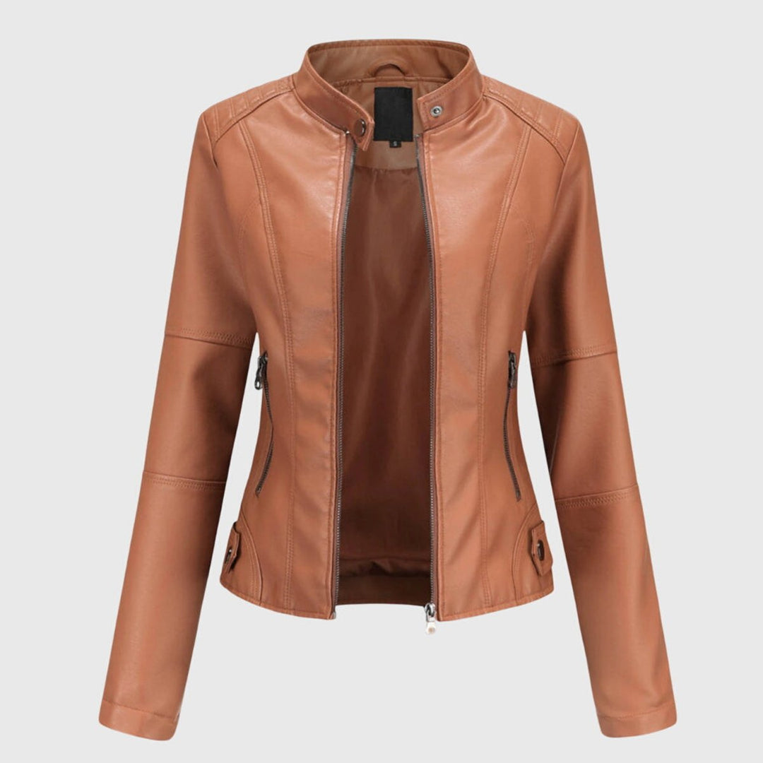 Miranda | Slim Bikerjacke mit Stehkragen und Reißverschluss