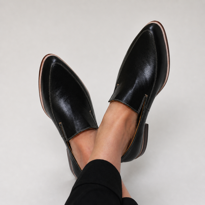 Zofia | Schwarze Mokassins mit Patchwork