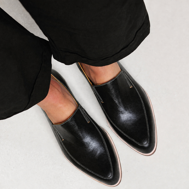 Zofia | Schwarze Mokassins mit Patchwork